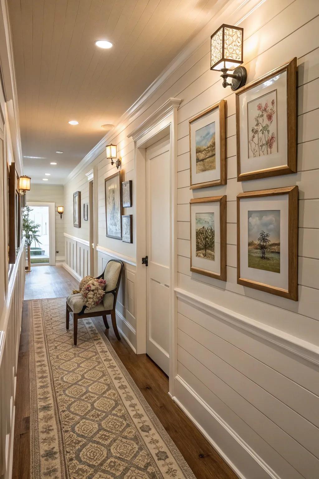 Shiplap constitutes an exemplary foundation for a stunning artistic presentation.