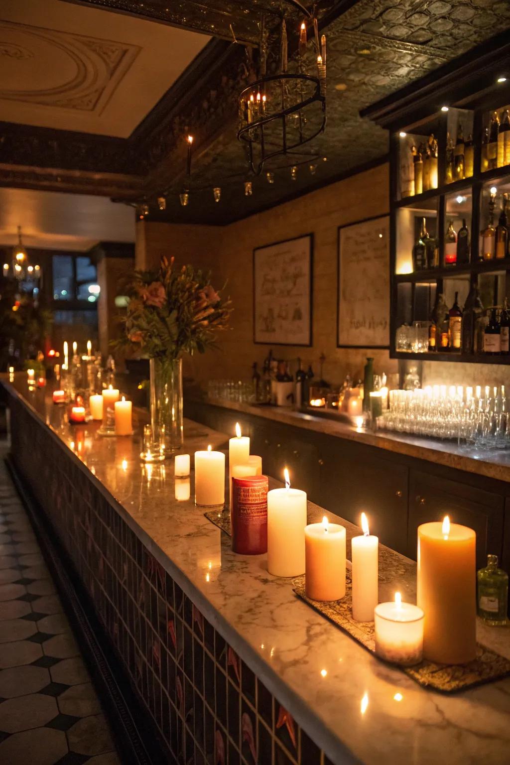 Establish an otherworldly atmosphere with candlelight.