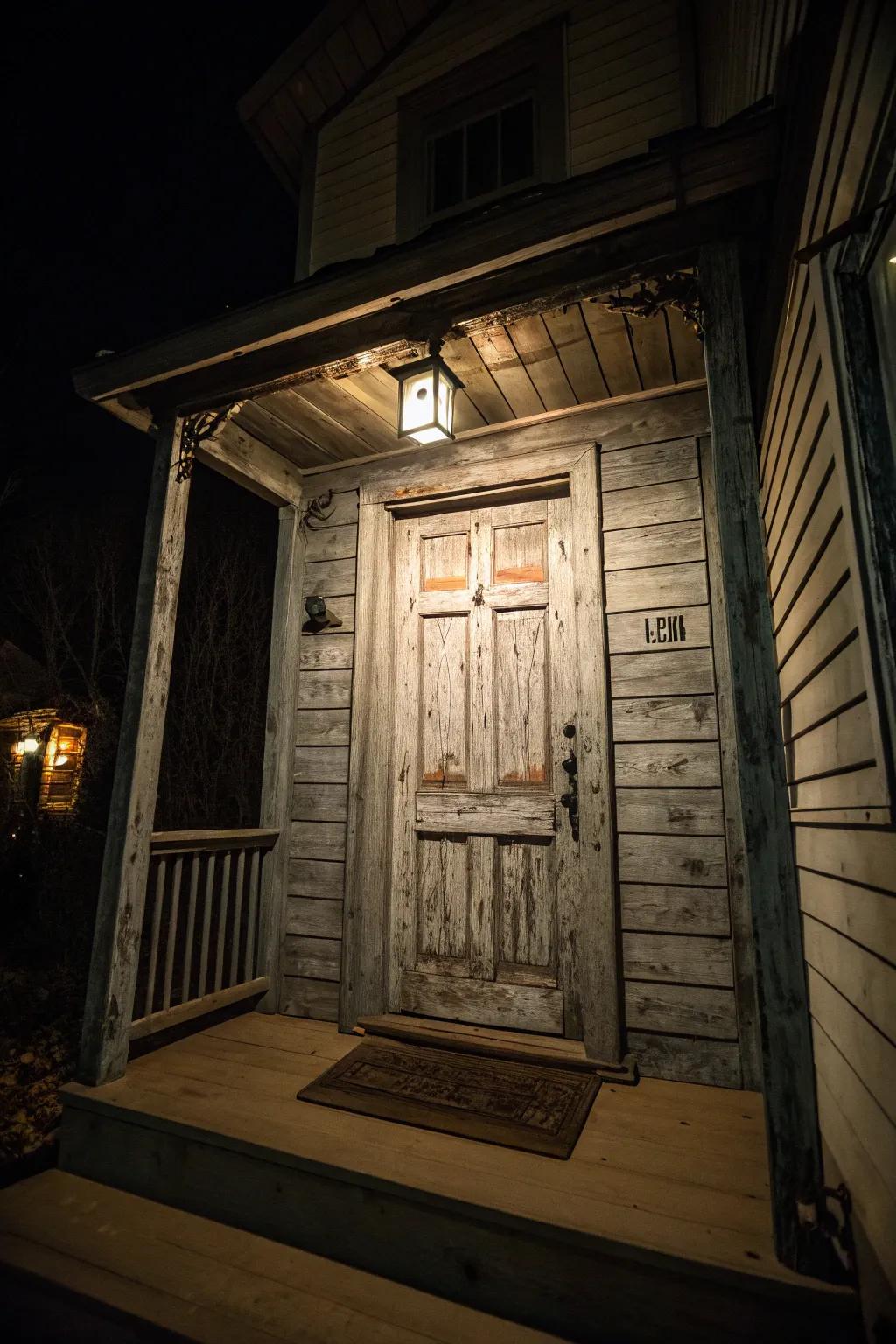 Transform your door into a haunted house with creative paintwork.