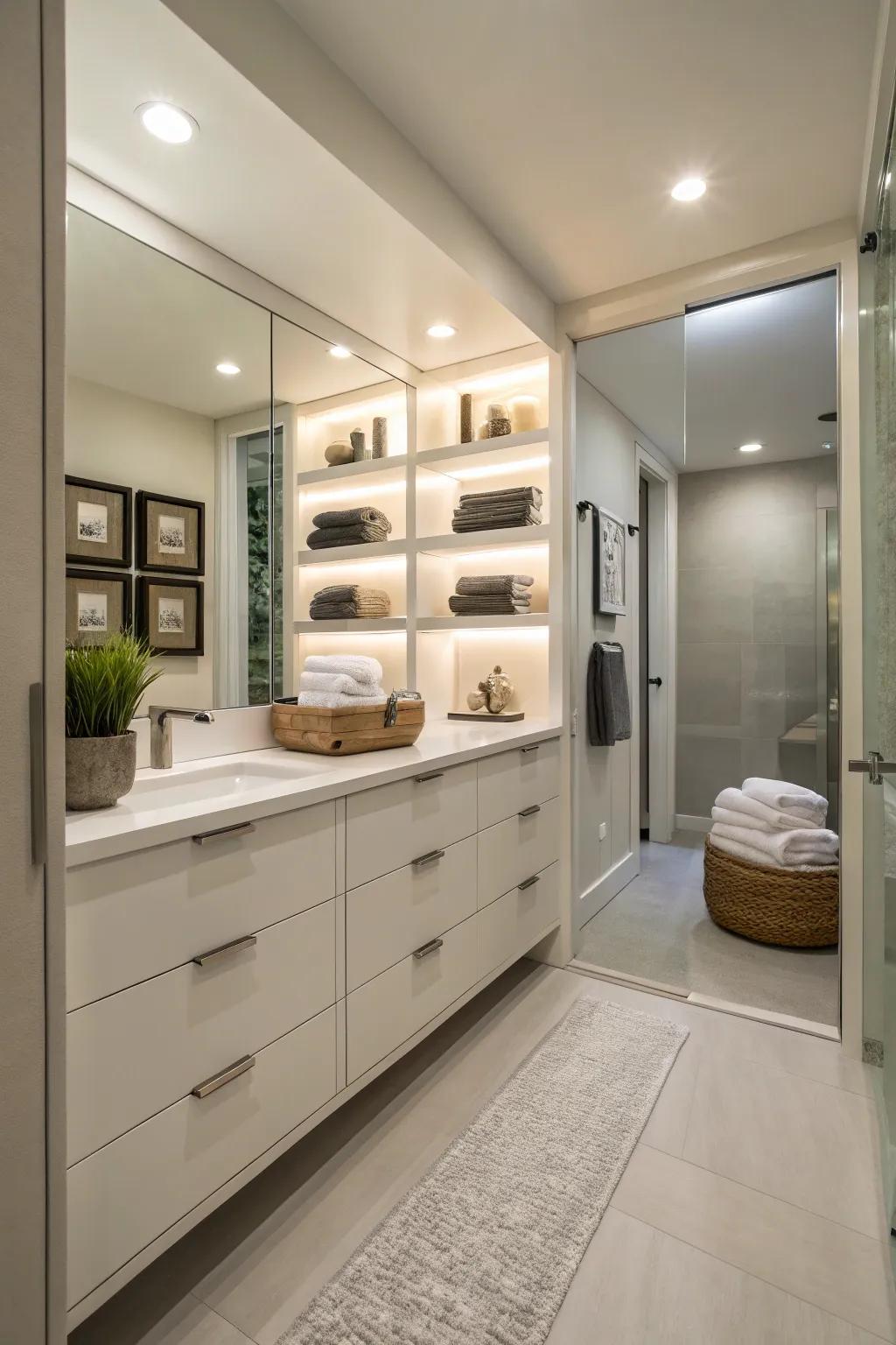 Effective storage makes your bathroom orderly and efficient.