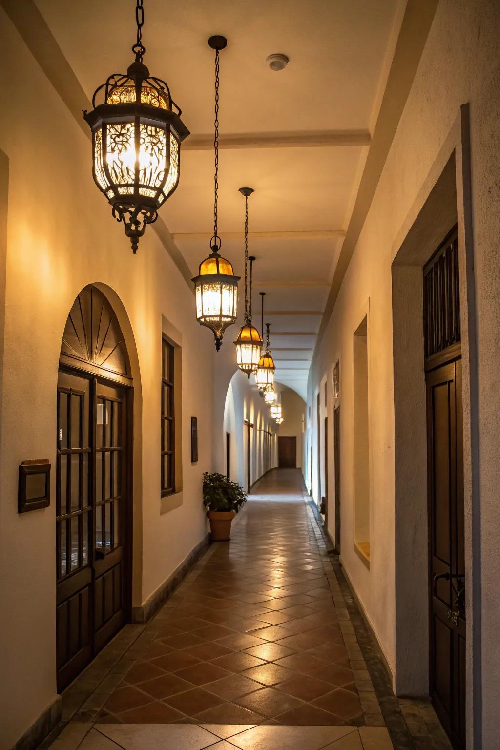 Calculated illumination enhances the allure of your painted entrance hall.