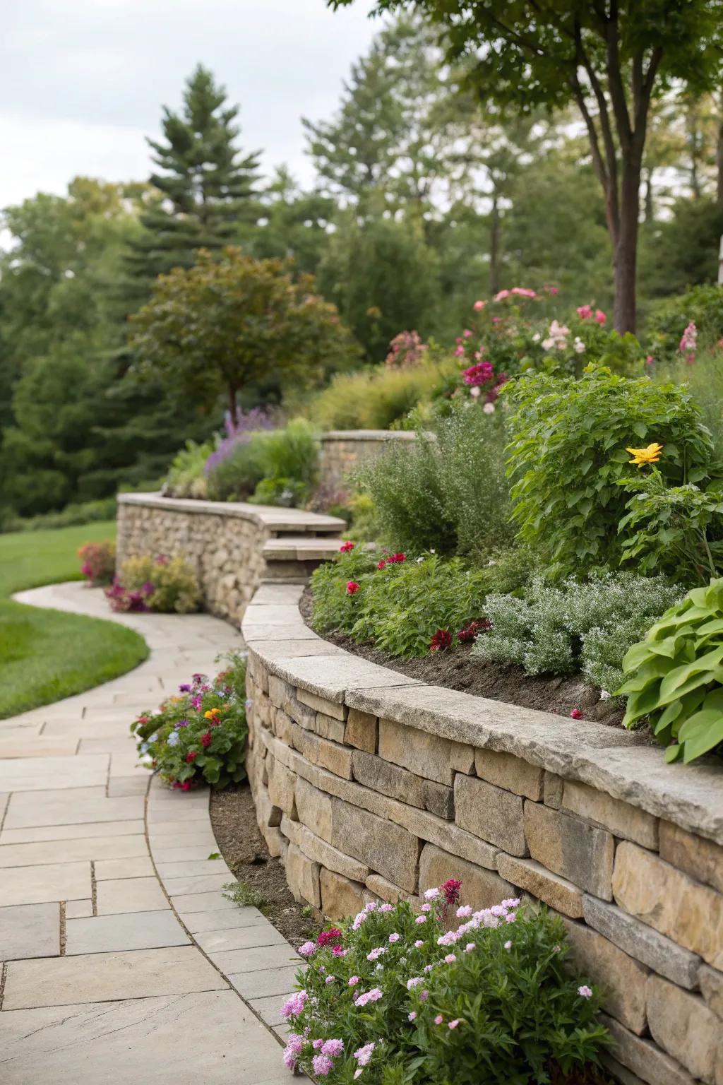Retaining walls unite utility and style in the garden.