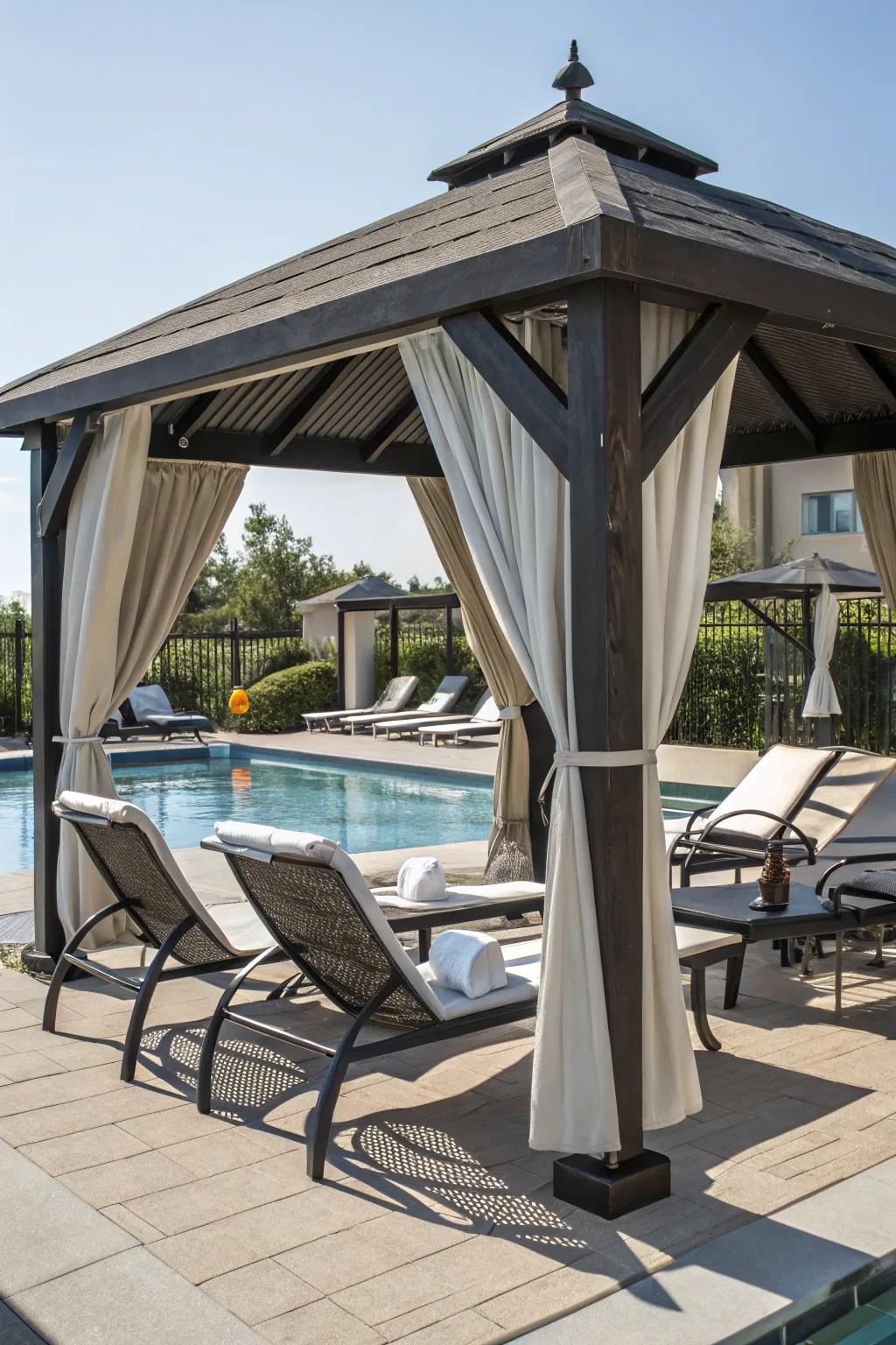 Transform your poolside into a resort-style sanctuary with a gazebo.