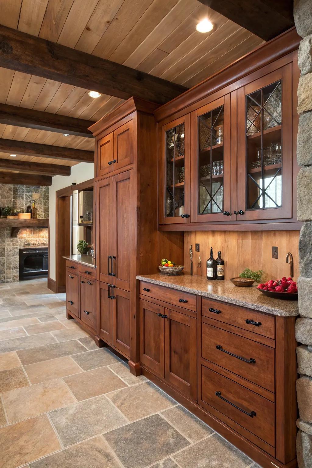 Petroleum-coated bronze highlights convey warmth and country charm.