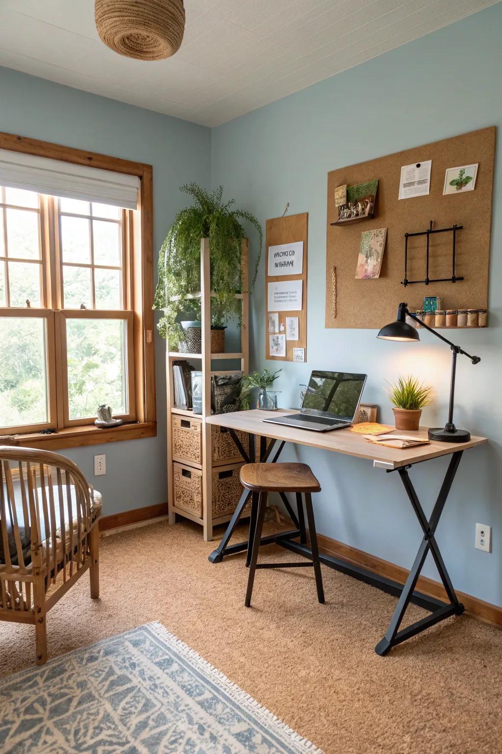 Eco-conscious cork flooring offers both comfort and sustainability.