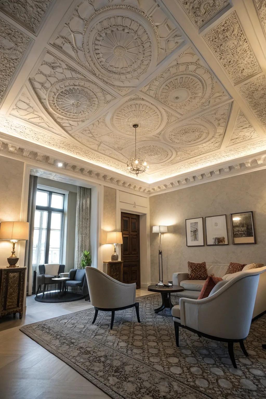 A chic chamber featuring a gorgeously relieved coating overhead plane.