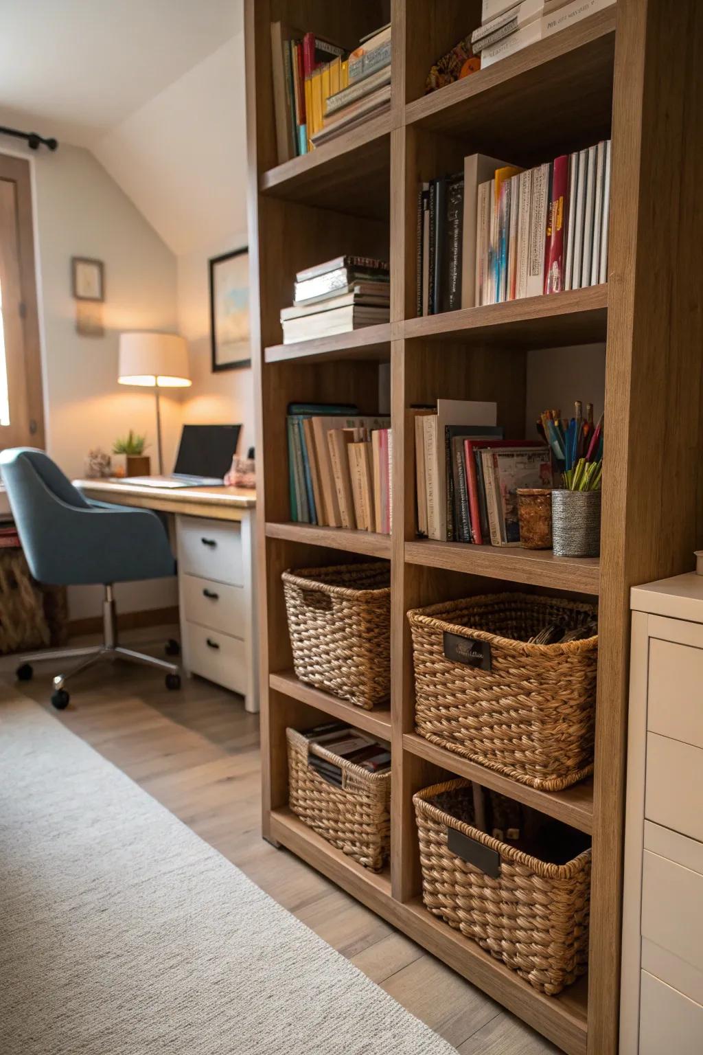 A harmonious blend of utility and elegance in a home office setting