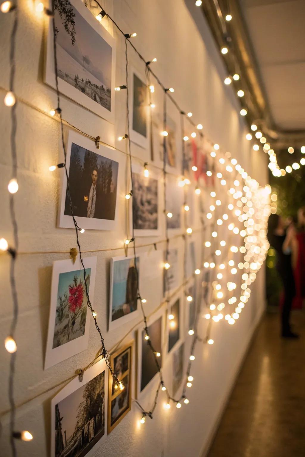 For a striking effect, accentuate your artwork with fairy lights.
