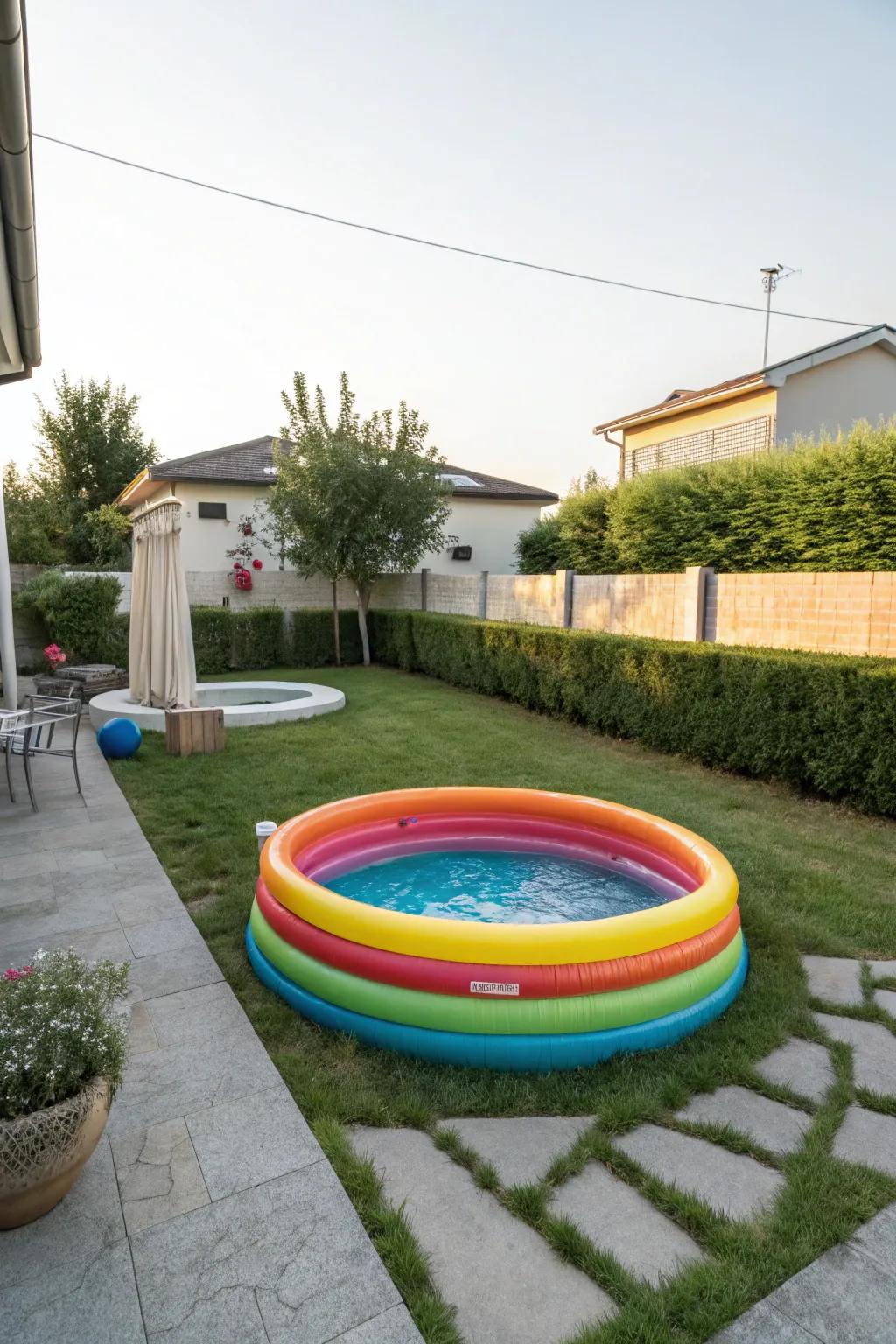 A lively pool injecting a dynamic splash of color into your outdoor area.