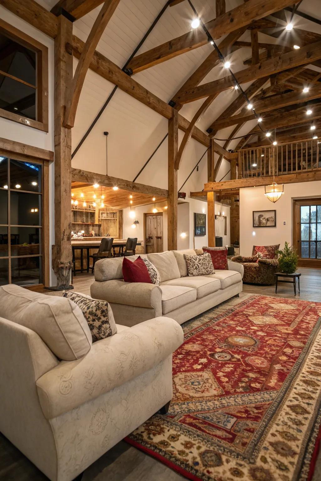 Comfortable seating makes expansive areas feel more welcoming and personal.