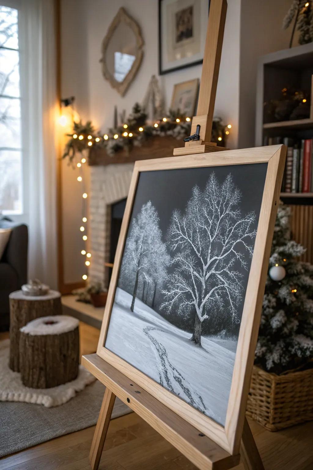 Capture the serenity of a snow-laden landscape.