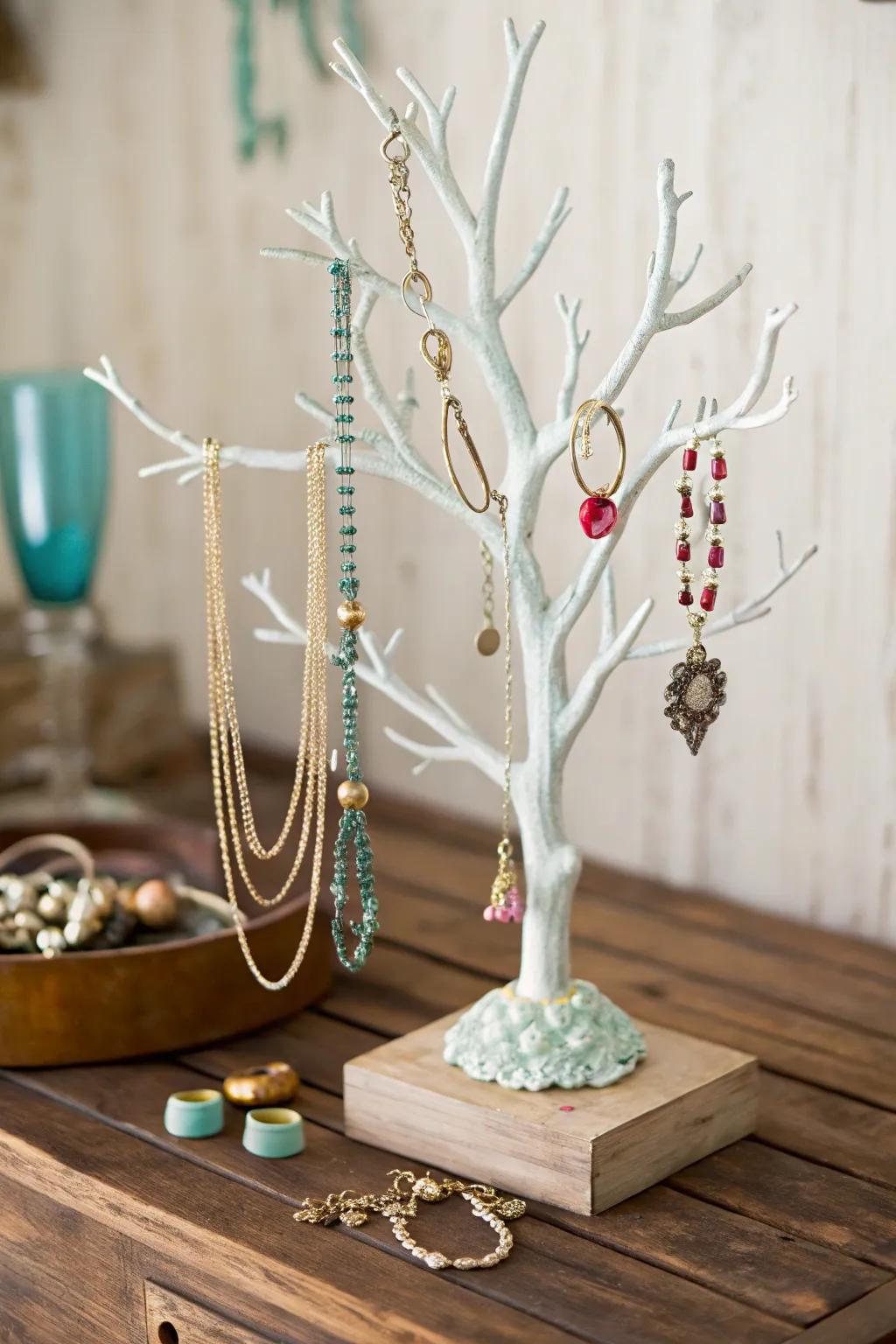 A DIY jewelry arbor display