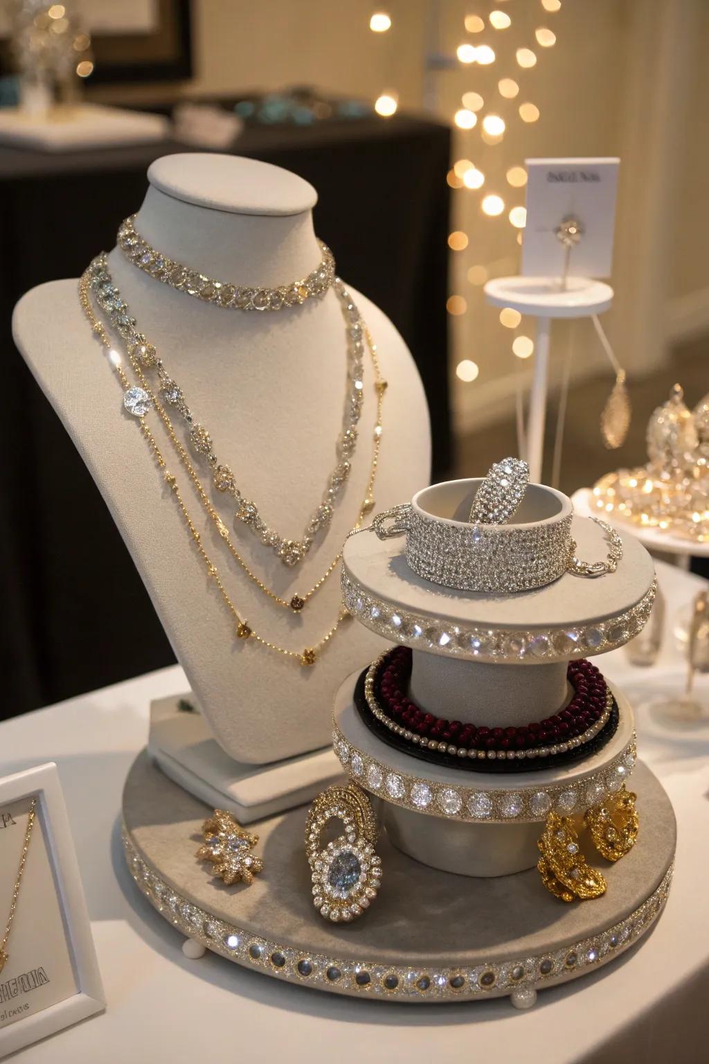 A space-saving graduated jewelry platform