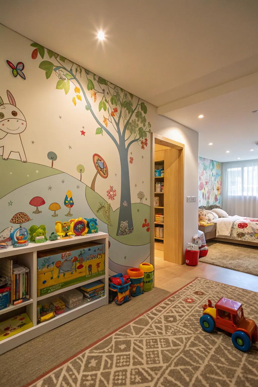 A creative composition adds a personalized element to any kid's room.