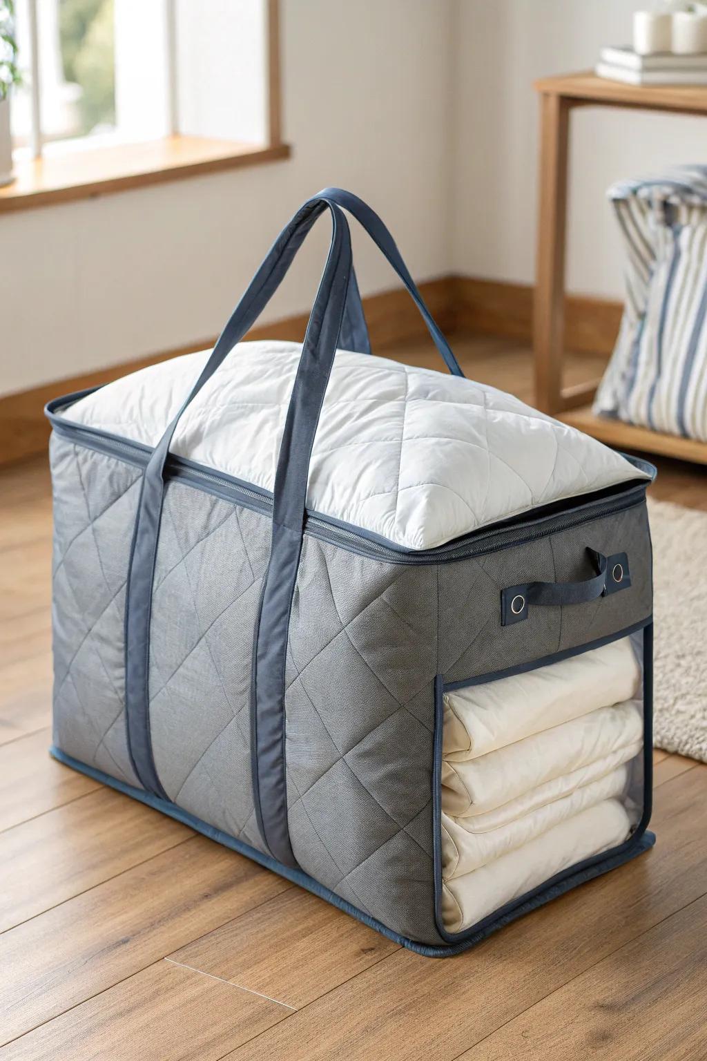 Straps on storage bags enhance portability and ease.