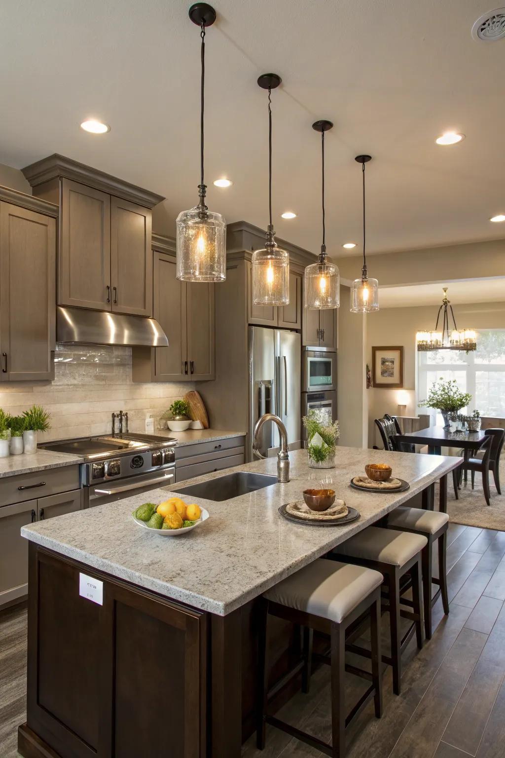 Hanging lights combine beauty and utility in your kitchen.