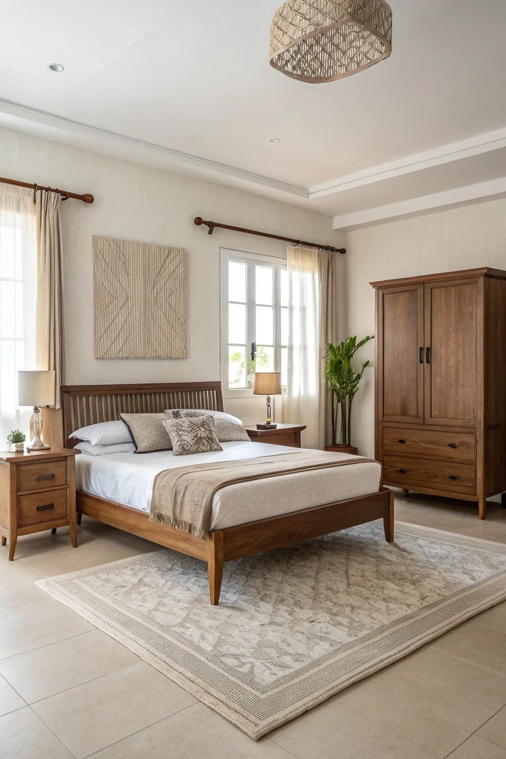 Understated, refined furnishings maintain an uncluttered and peaceful atmosphere.