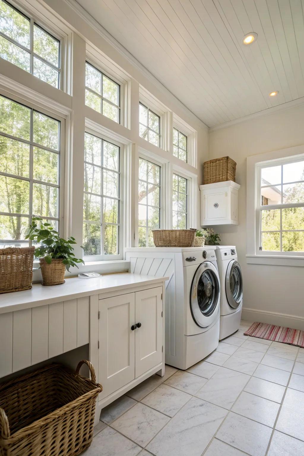 Utilize the power of sunlight to brighten your laundry room.