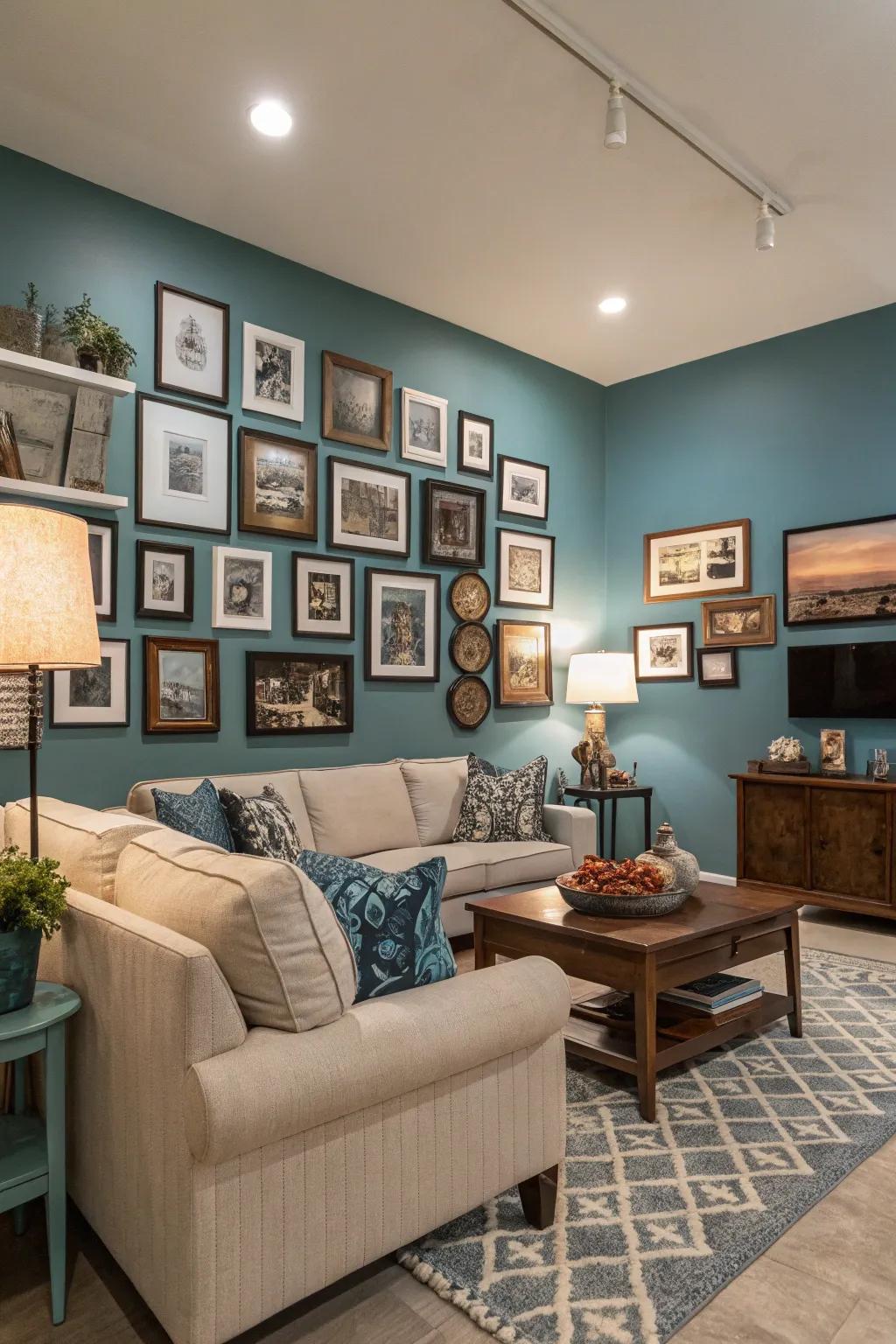 Utilize a coordinated shade arrangement for a harmonious and cohesive photo display.