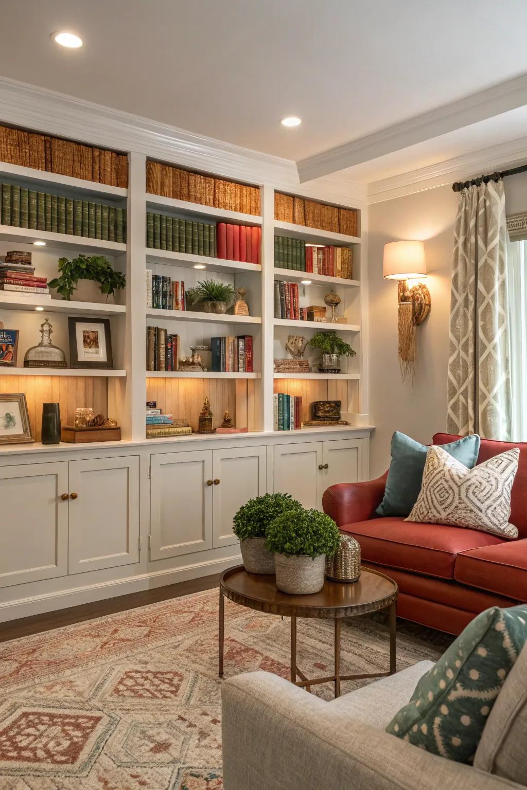 Hue-synchronized shelves for a unified visual.