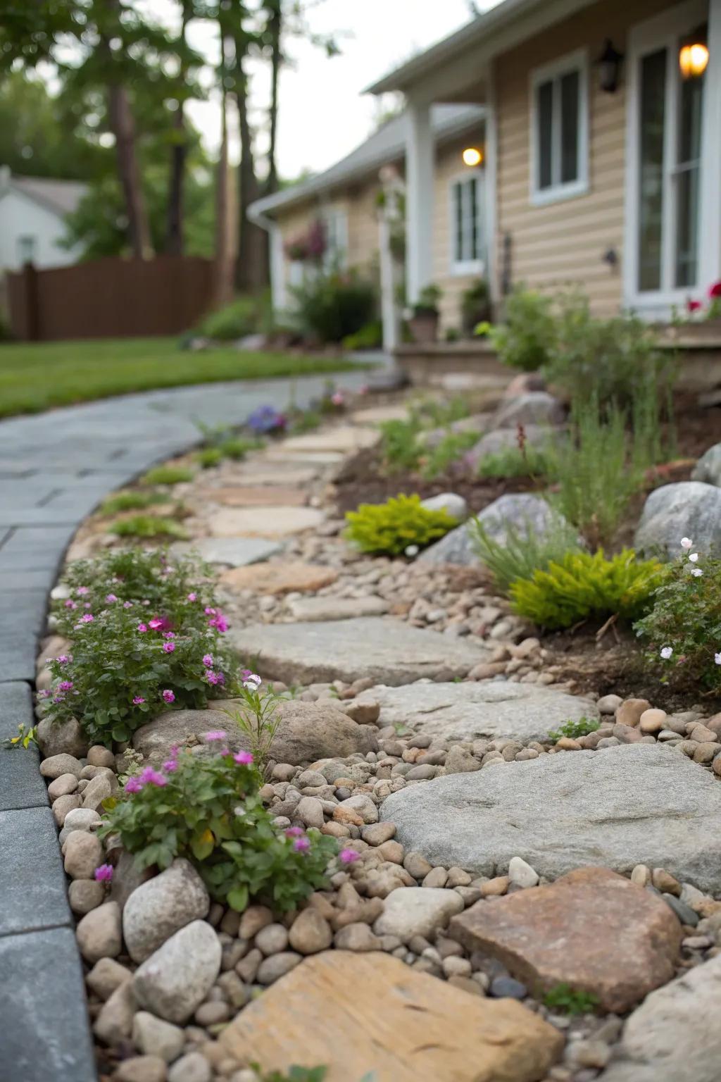 An enchanting stone footpath imbuing structure and direction.