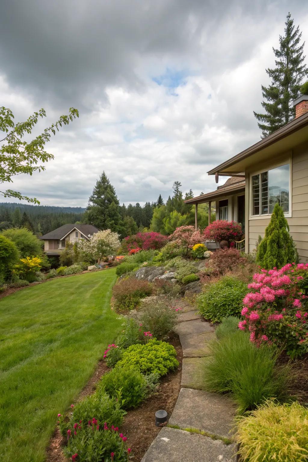 Reduced lawn area translates to increased space for innovative landscaping.