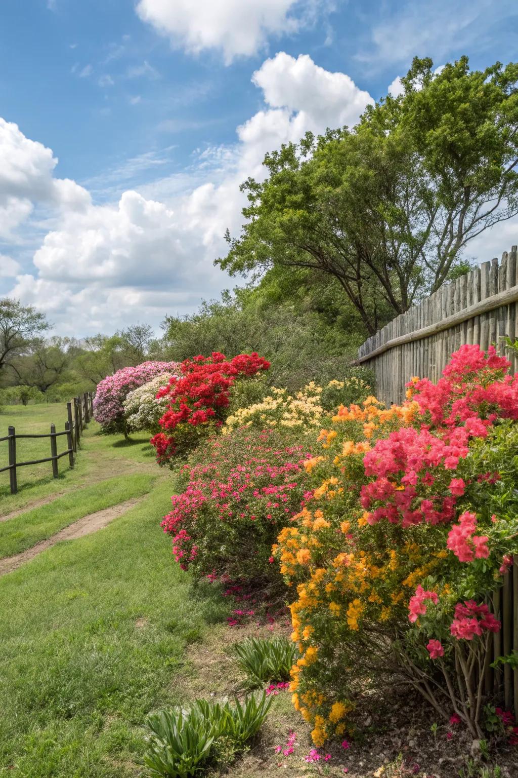 Flowering shrubs deliver vivid color and require minimal tending.