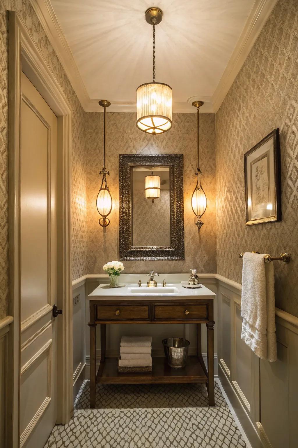 Subtle illumination enhances the atmosphere of this luxurious bathroom.