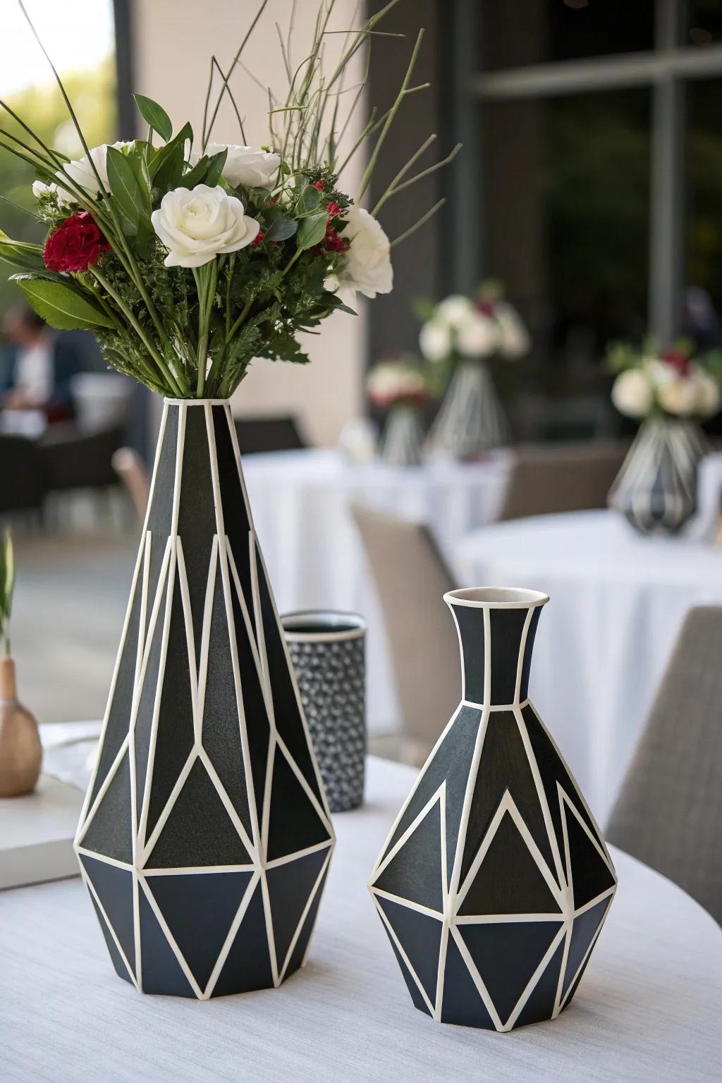 Minimalist structured figures introduce a contemporary appeal.