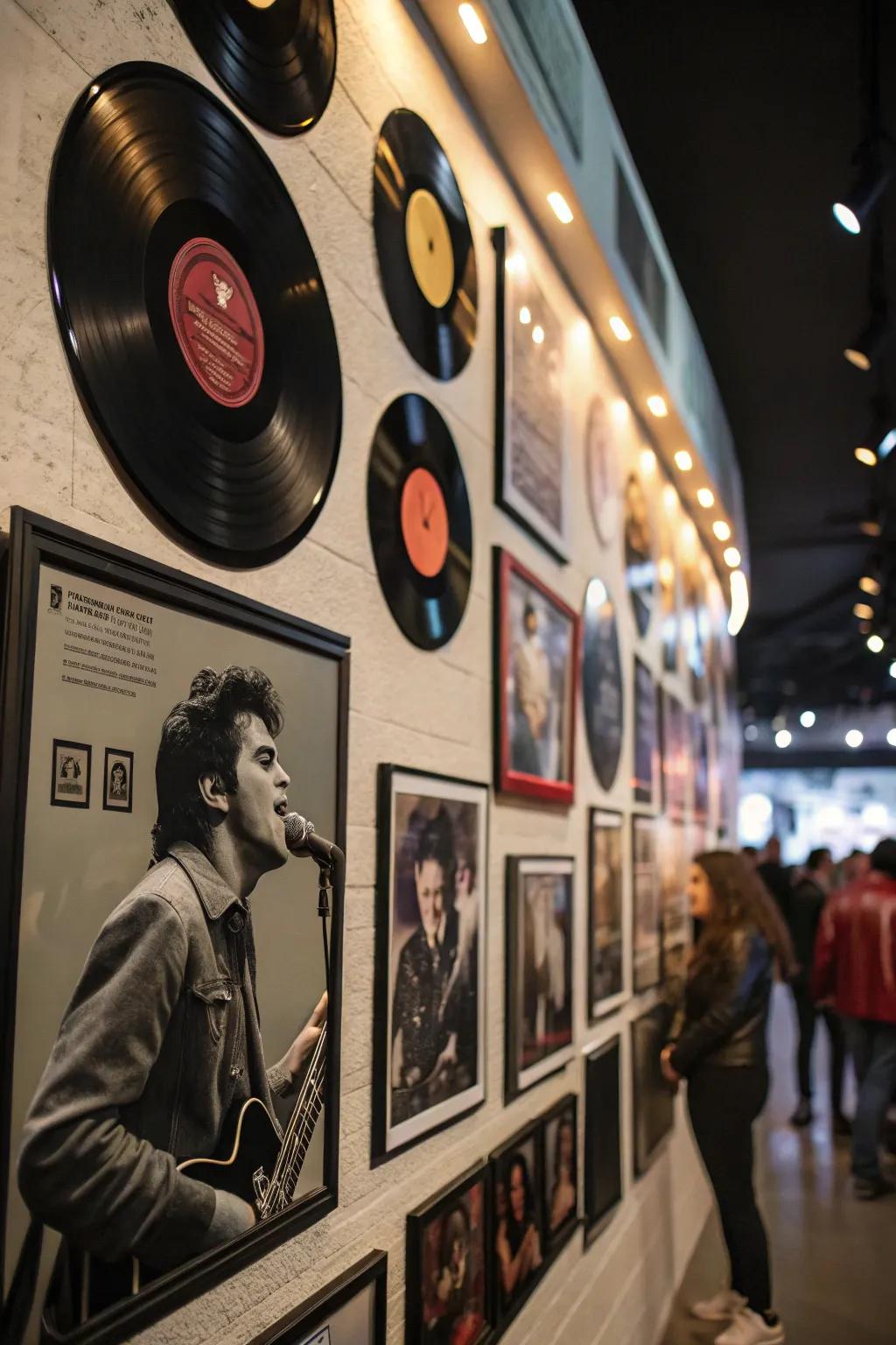 A music-inspired remembrance display commemorating a cherished individual's enthusiasm.