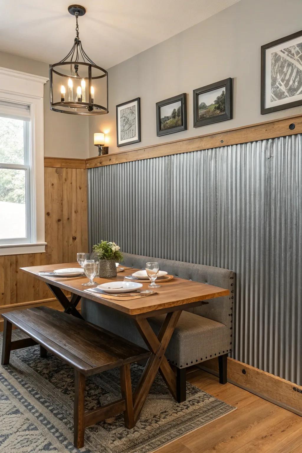 Convey spectacle and elegance to your dining space via metallic paneling.