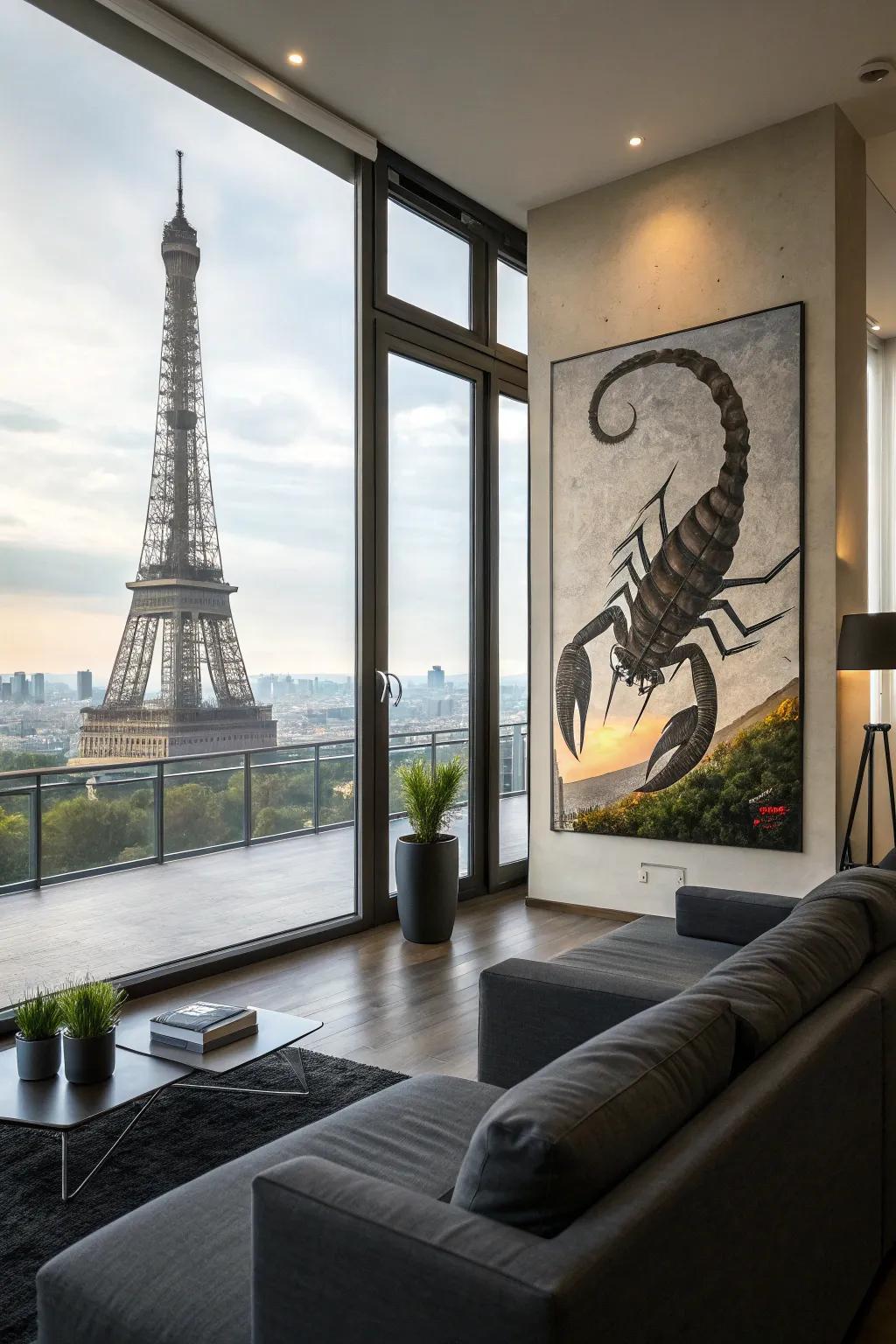 The Eiffel Tower transforms into an arachnid, introducing a bold flair.