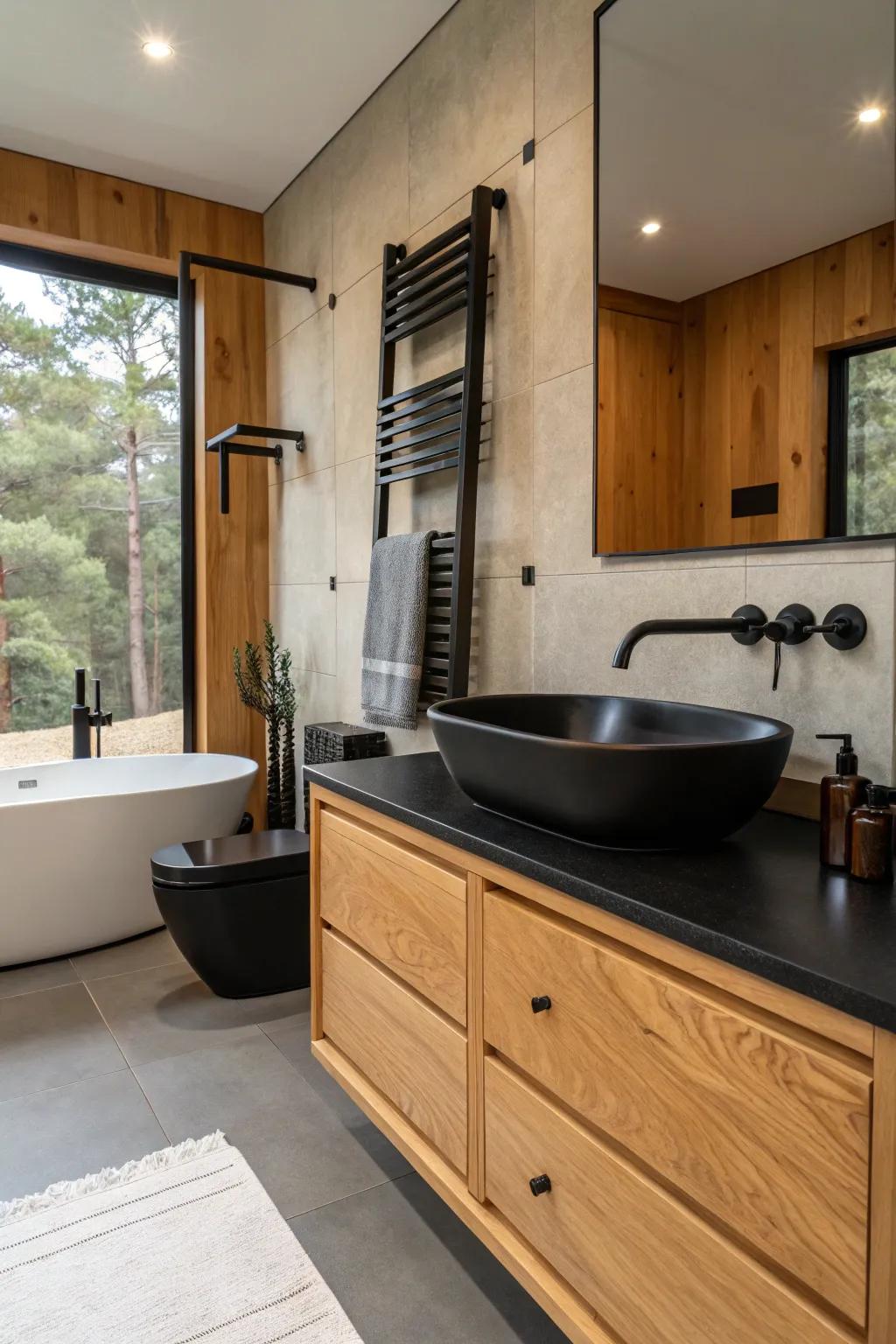 Darkened finishes delivering a modern sharpness to rustic aesthetics.