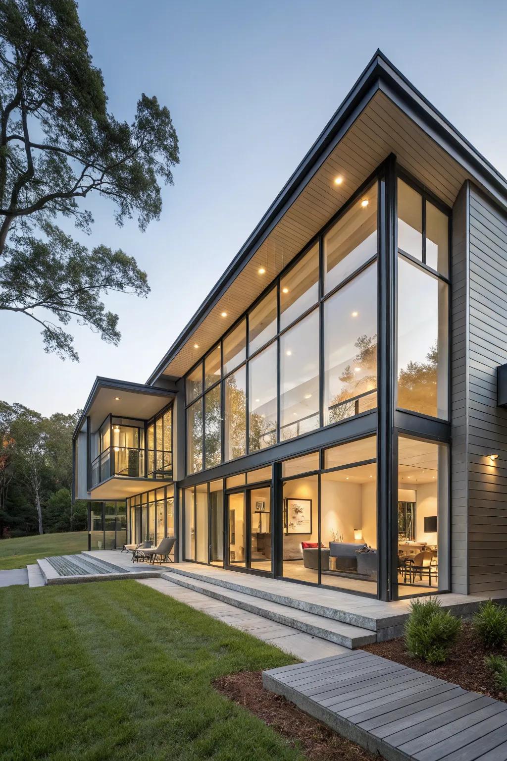 Large windows can establish a stunning modern aesthetic.