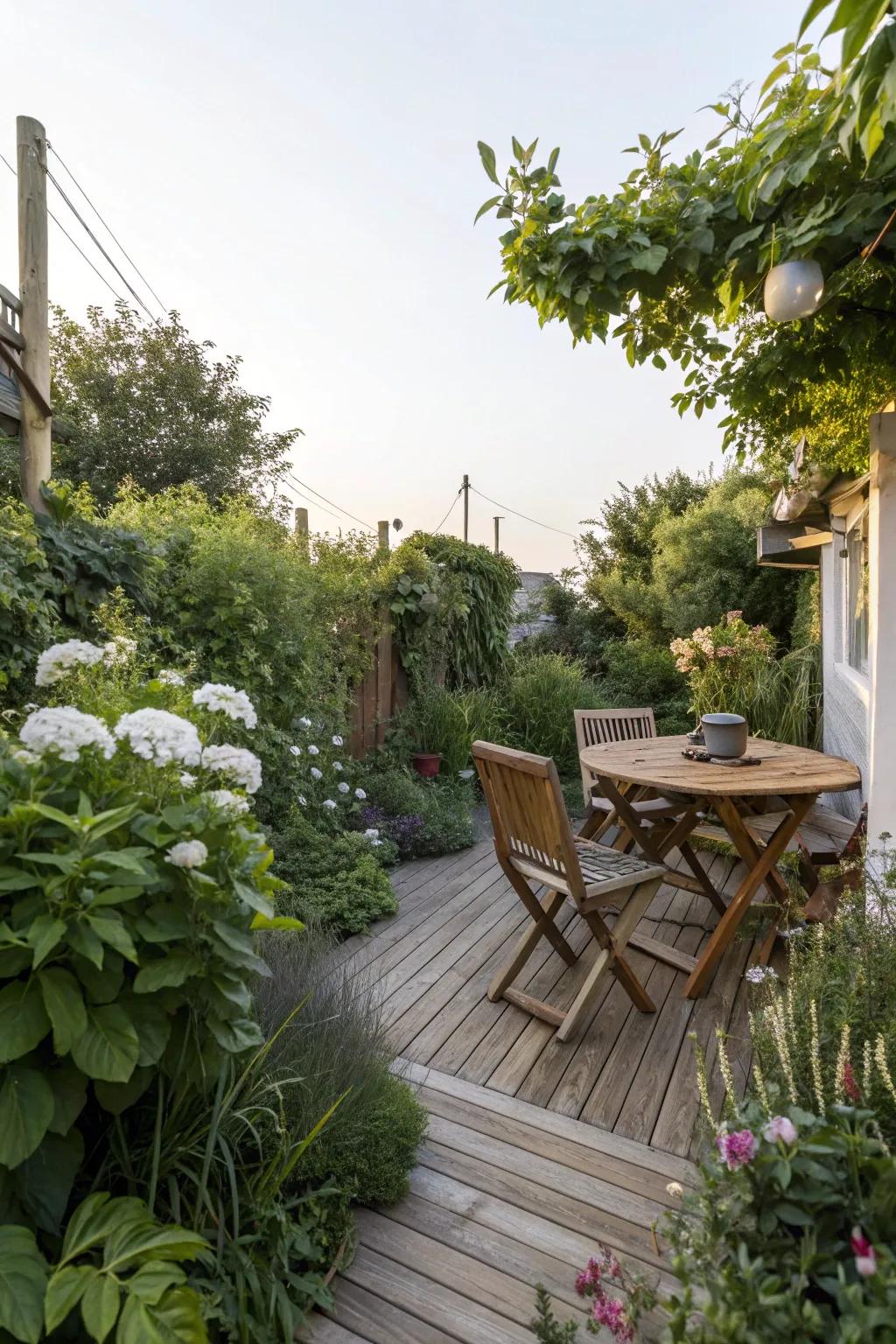 Timber details adding warmth and substance to a contemporary garden.