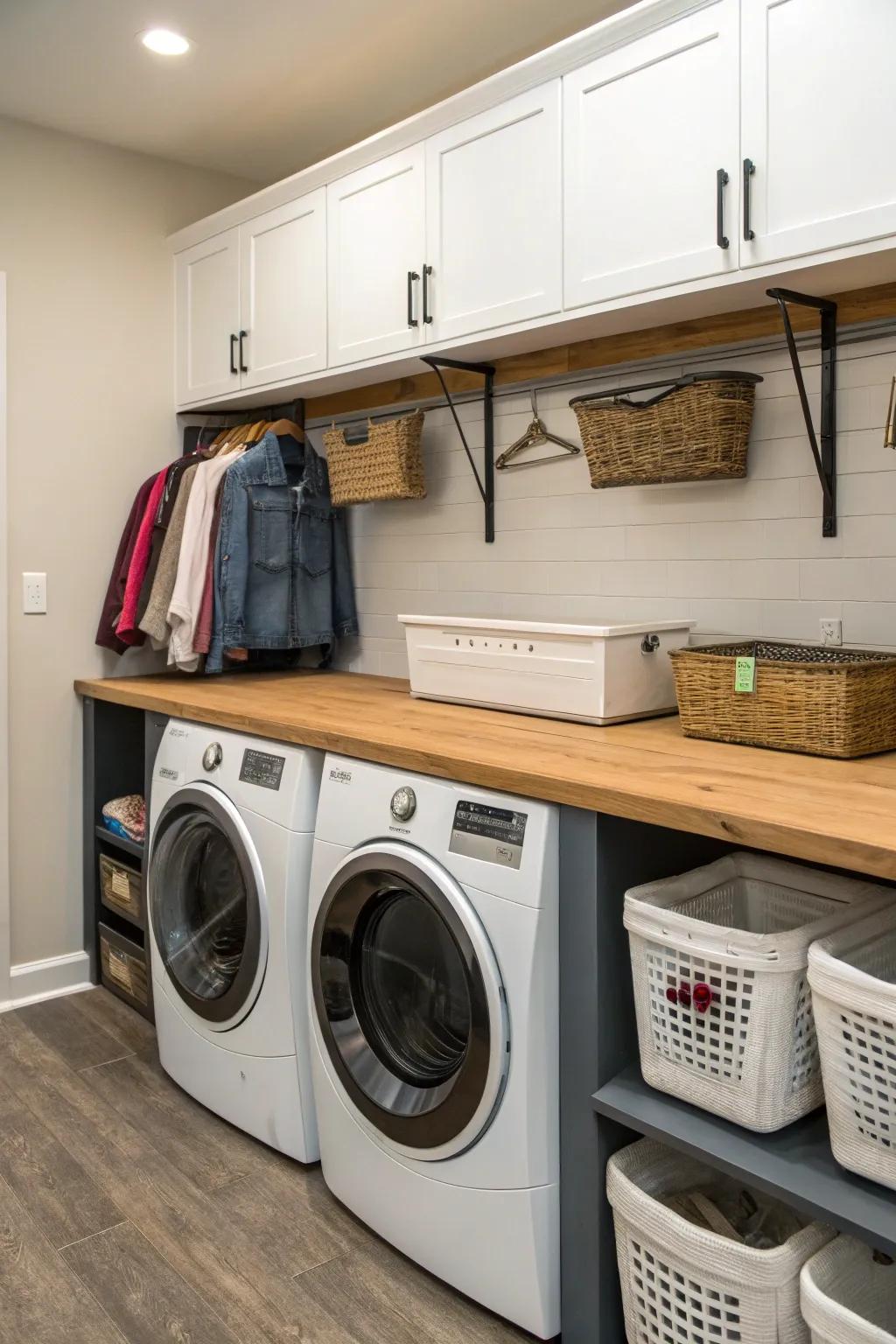 A folding area adds function and ease to your washing tasks.