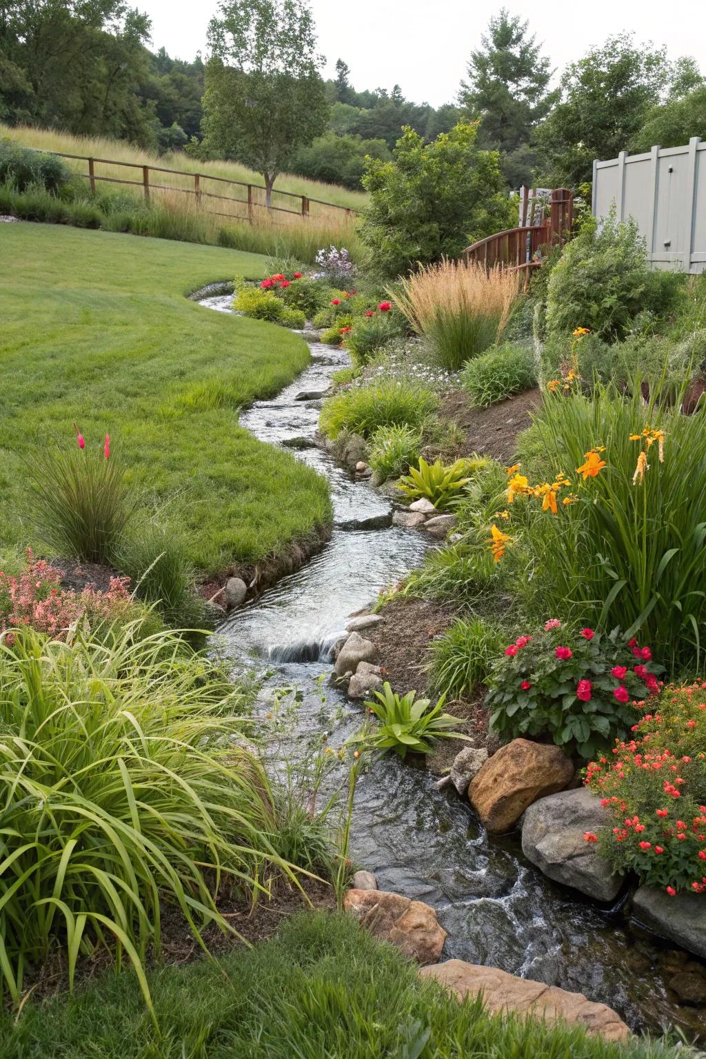 A zigzagging stream design that adds a playful touch.