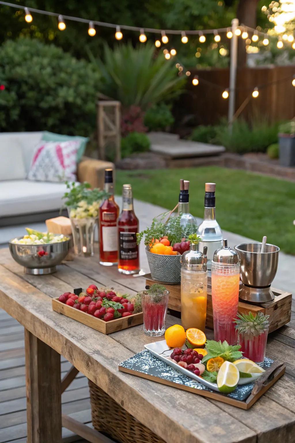 A bespoke beverage station motivates attendees to devise their own concoctions.