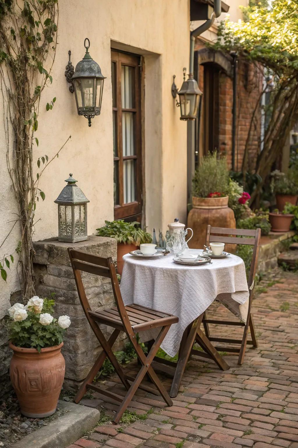 A charming bistro arrangement for serene mornings outdoors