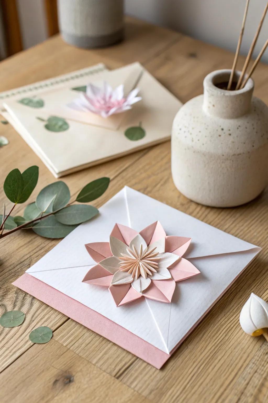 Harmonious simplicity merges with sincere creativity in this origami Mother's Day greeting.