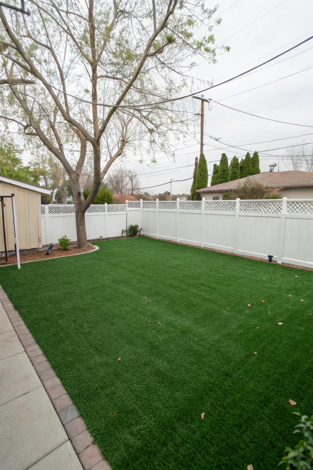 Furnish a luxuriant, resilient terrain using grass for your dog's play space.