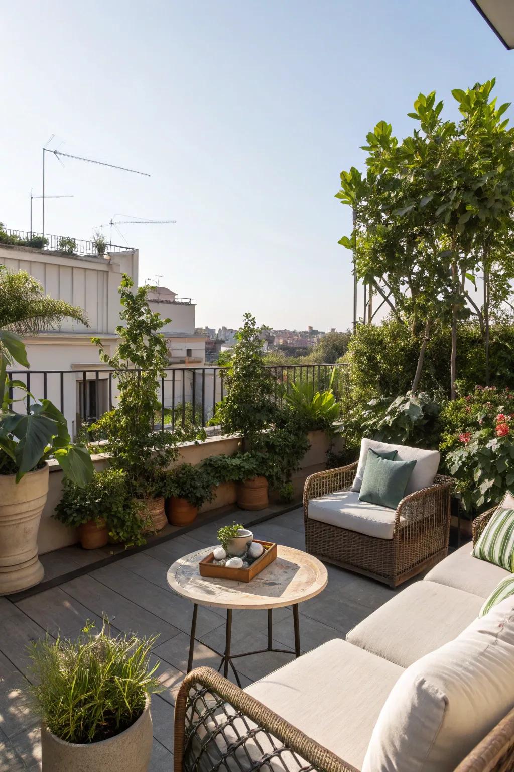 A sky high sanctuary transforms unused space into a serene haven.