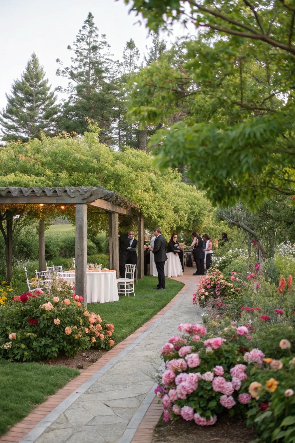 A garden scene lends innate beauty to any outdoor reception.