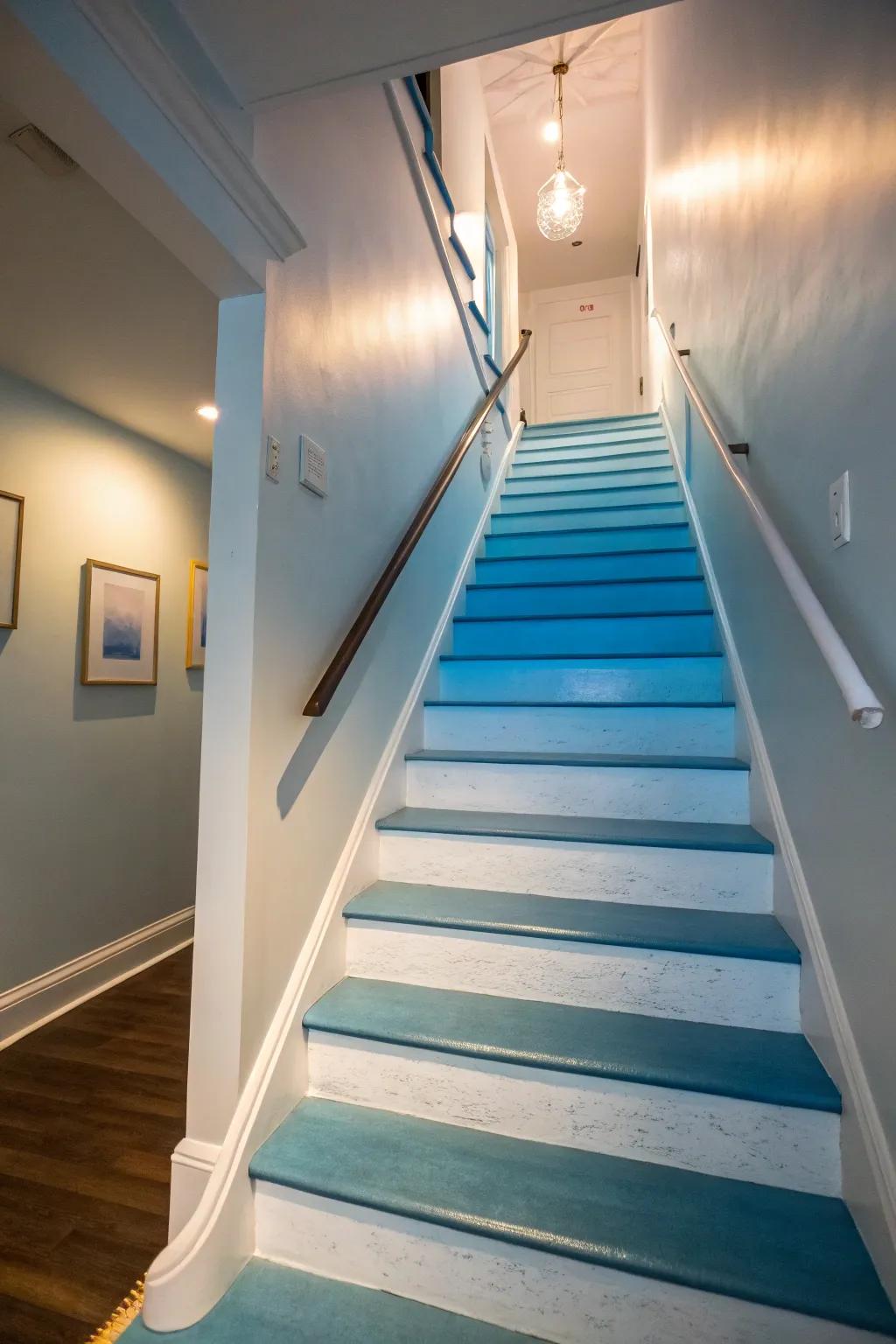 Generate a peaceful fluidity with a gradated shade effect on your stairs.
