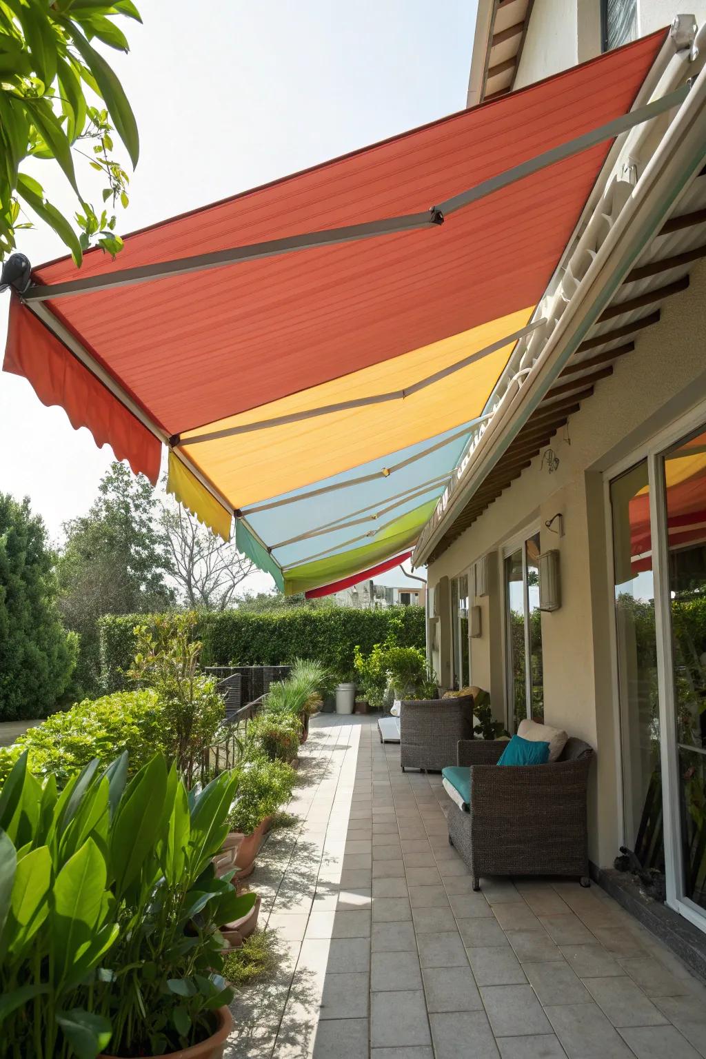 Canvas awnings with retraction capabilities afford versatile shading alternatives for your patio.