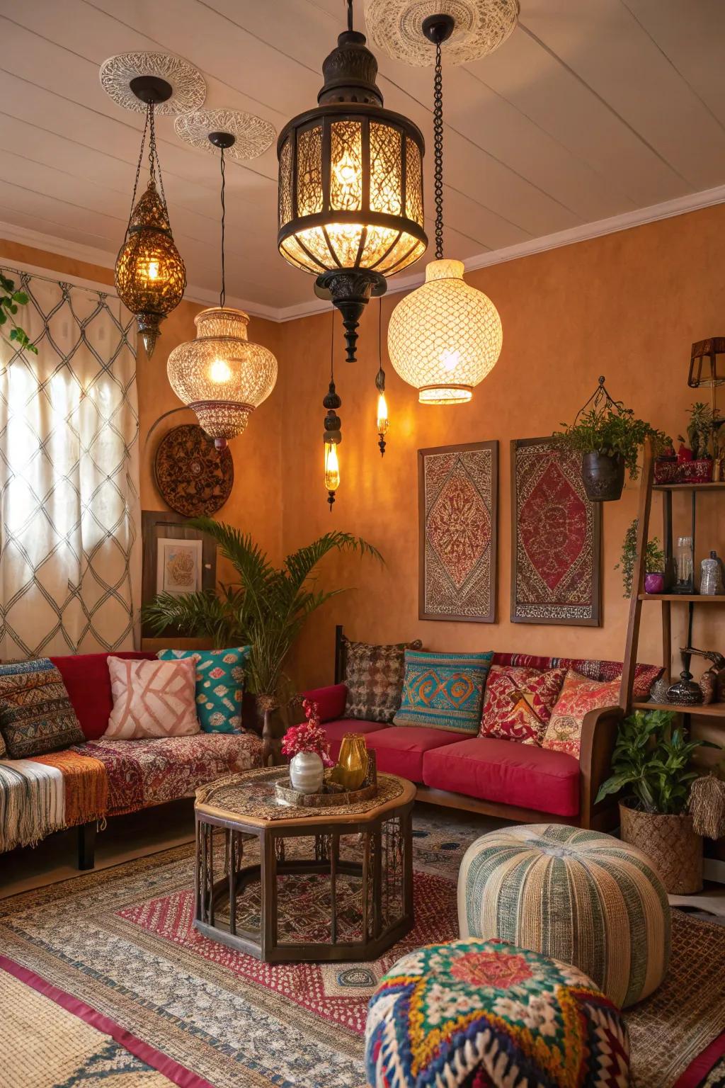 Bohemian pendants inject a sense of caprice and pigmentation into any milieu.