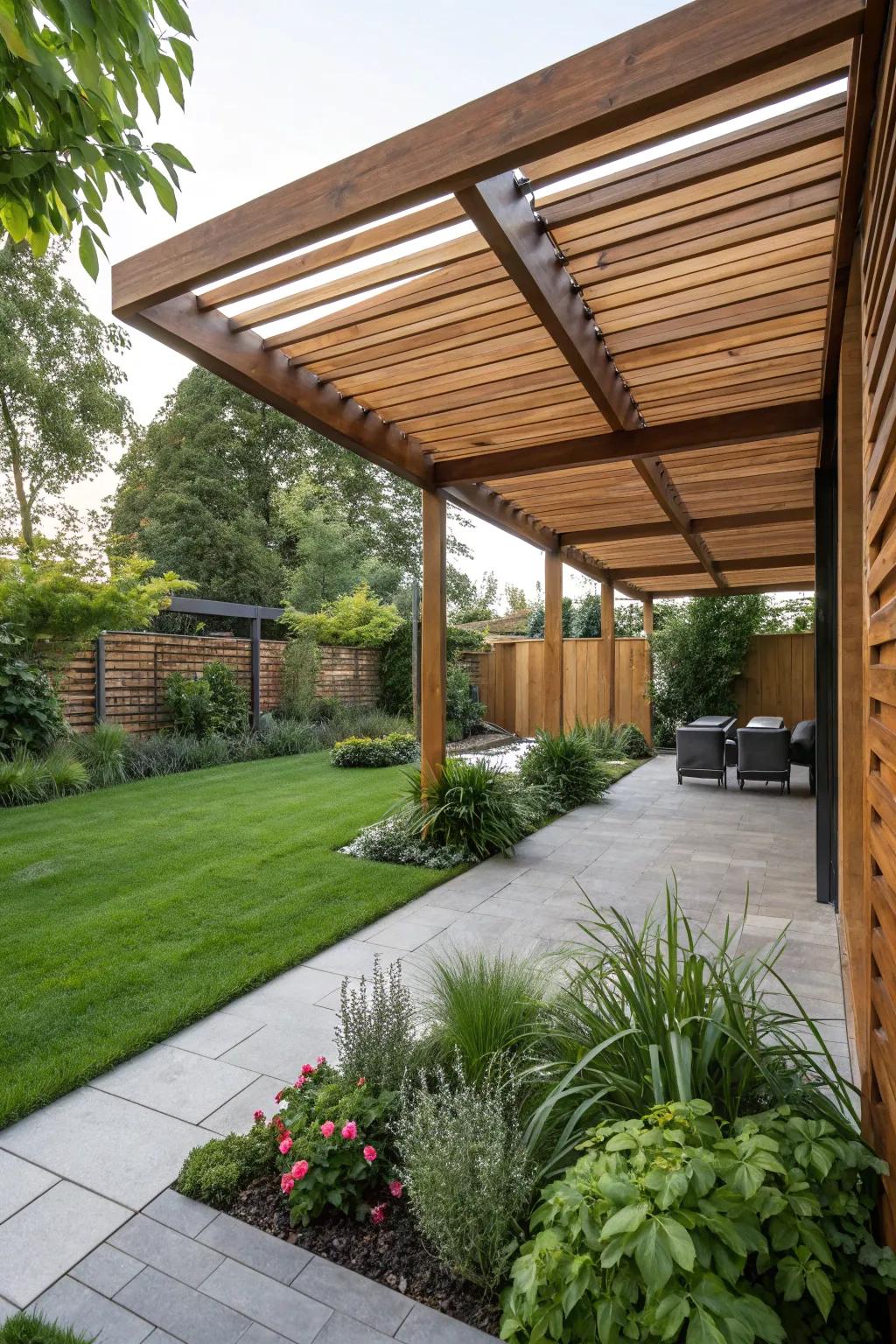 Solid roofing panels deliver total shielding from the elements.