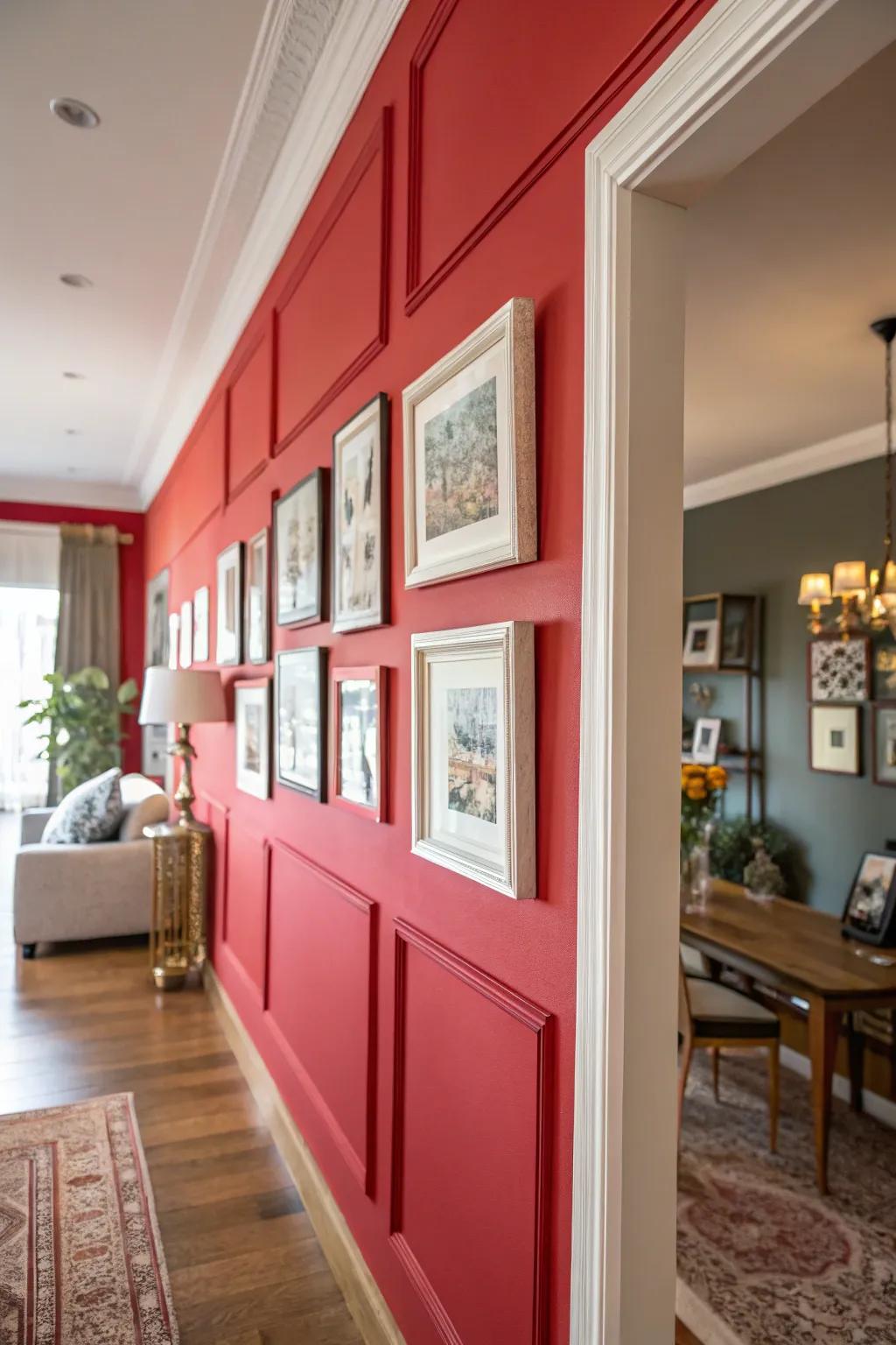 Accent walls amplify the visual influence of your photo exhibits.