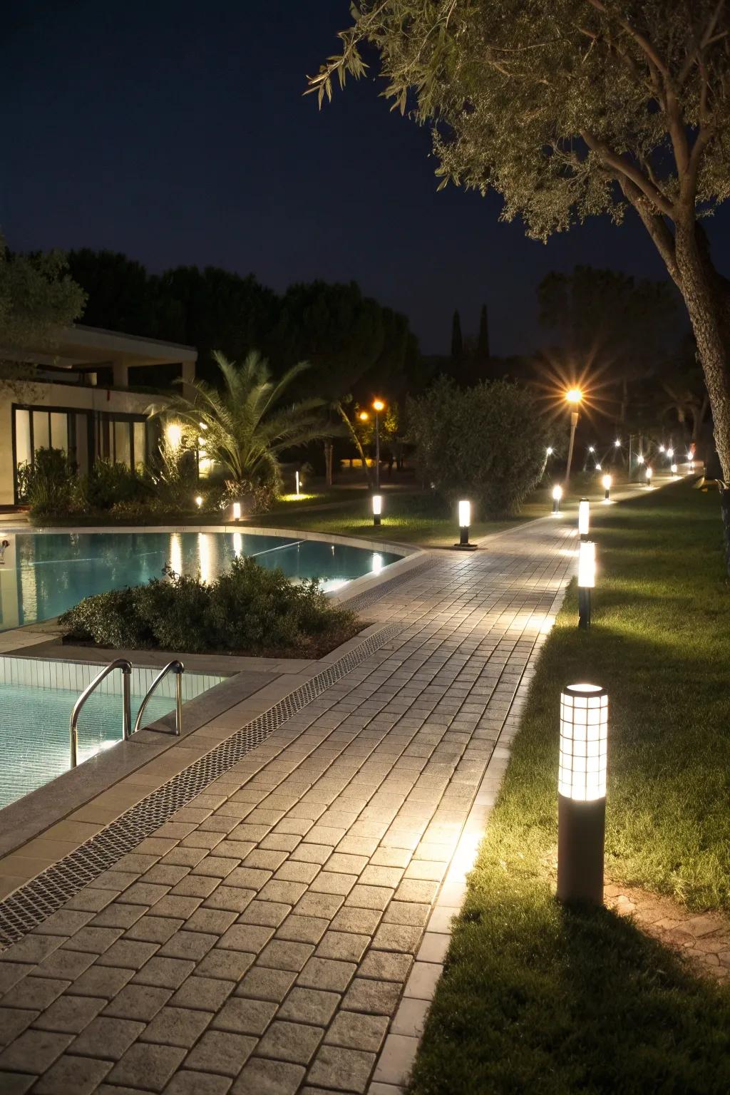 Pathway lights ensure a safe and stylish journey around your pool.