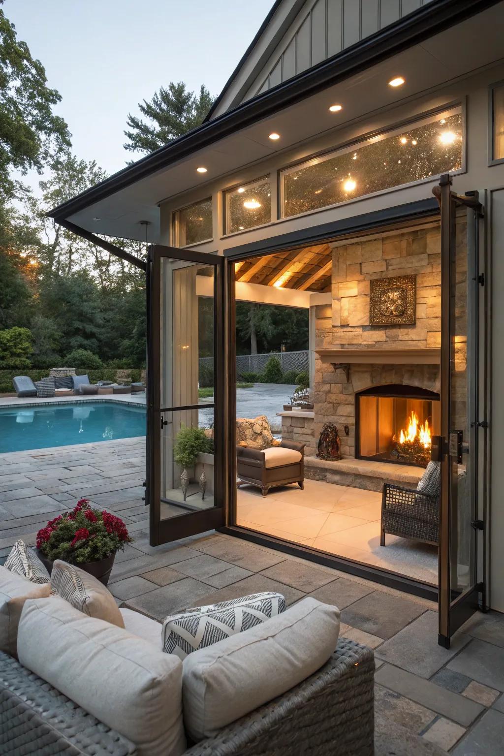 A hearth highlight within your shelter imparts warmth and ambiance to tranquil evenings.